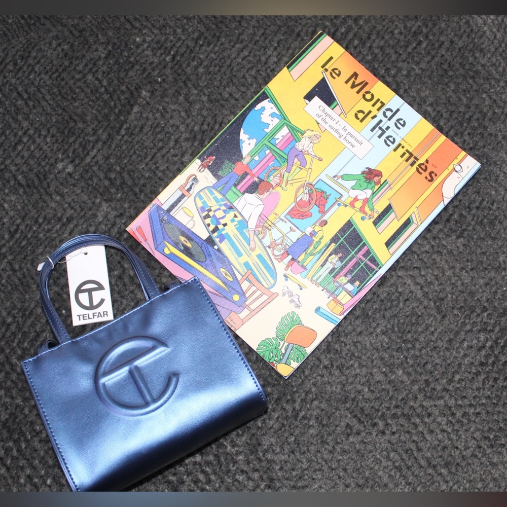 Small telfar metallic blue bag